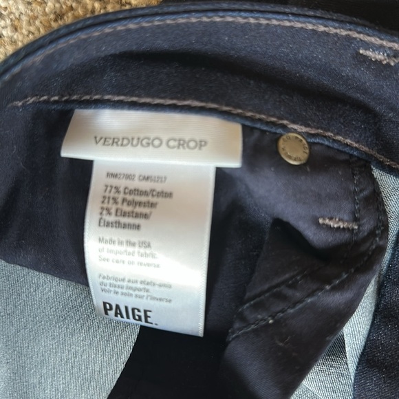 PAIGE Verdigo Crop Dark Blue Jeans, Size 30, Like New - Picture 4 of 5